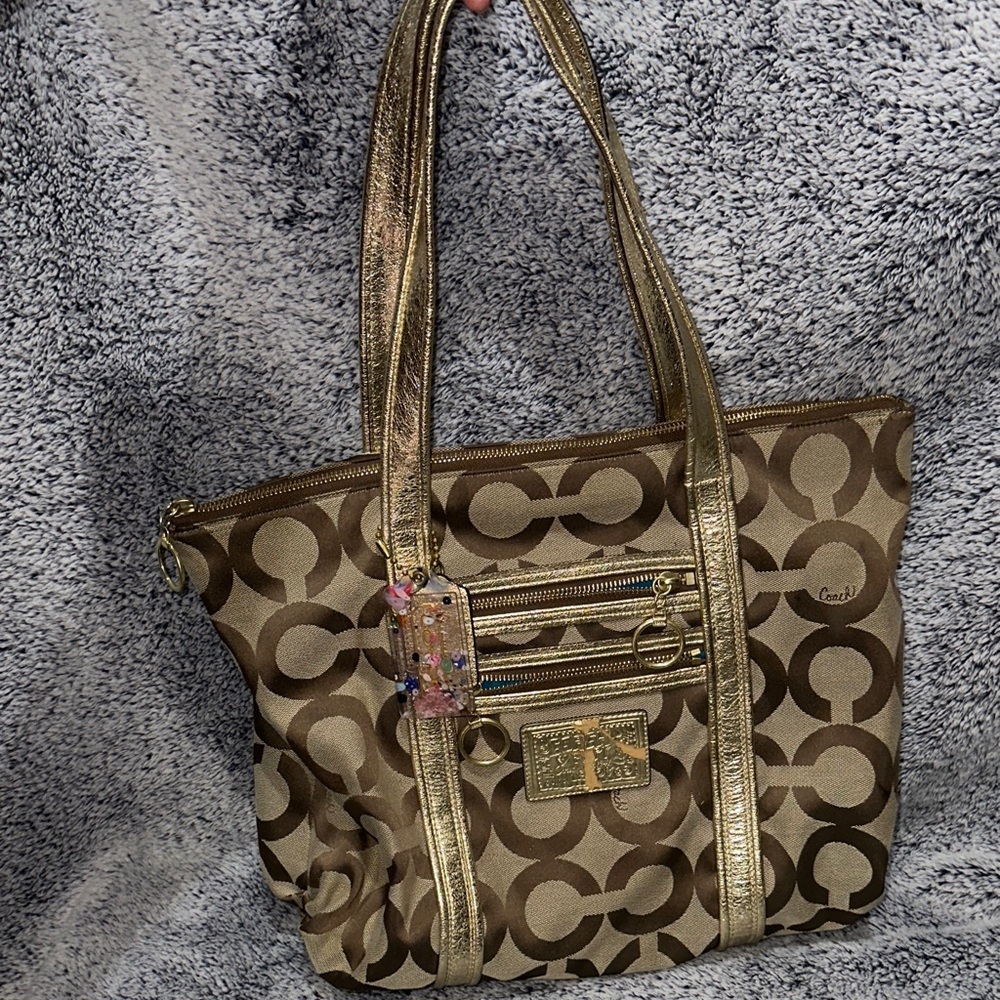 Coach Brown and Gold Patterned Tote